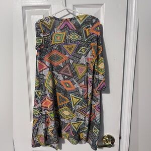 LuLaRoe Sariah size 4 girls multicolor long long sweater open front cardigan